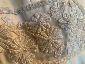 Custom 'Silk with beaded bodice' wedding dress size-10 PREOWNED
