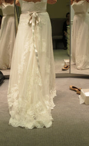 Lazaro 'Sheath Ivory 3004' size 20 new wedding dress back view on bride