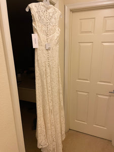 Davids Bridal 'As-Is Allover Lace Cap Sleeve Sheath Wedding Dress' wedding dress size-00 NEW