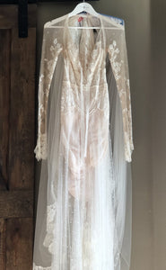 Inbal Dror 'Custom' size 4 used wedding dress back view on hanger