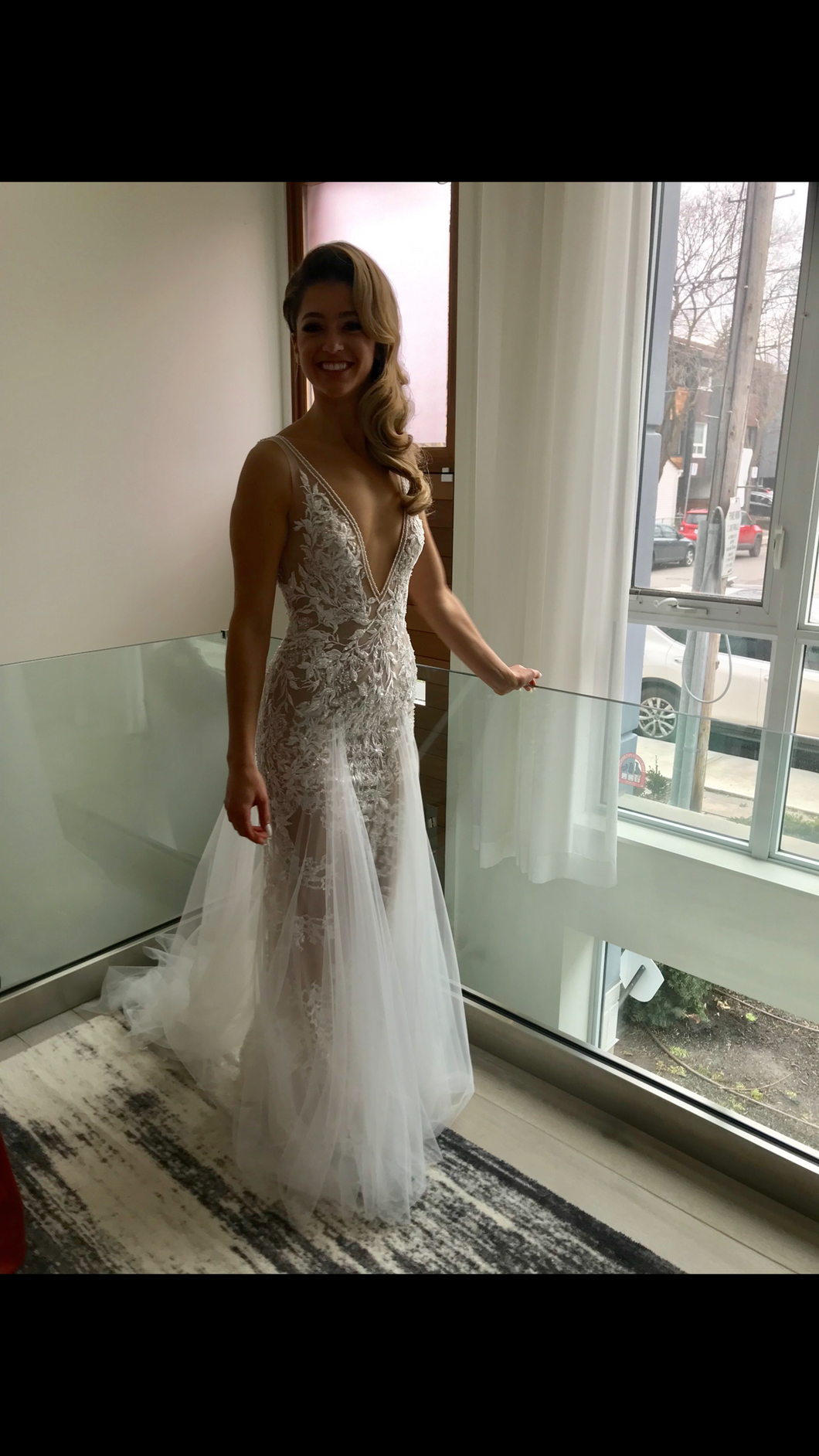 Berta 'Fall/Winter 2018 - 119' size 2 used wedding dress front view on bride