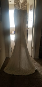 Stella york '6476' size 14 used wedding dress back view on hanger