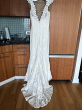 Load image into Gallery viewer, Amy Kuschel &#39;Avalon Flower Power&#39; size 12 used wedding dress back view on hanger
