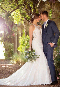 Essense of Australia 'High Neck Boho' size 4 new wedding dress side view on bride