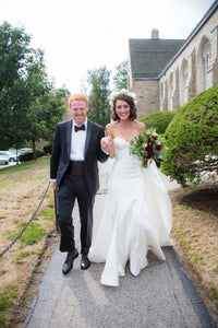 Karen Willish Holmes 'Prea' size 4 used wedding dress front view on bride