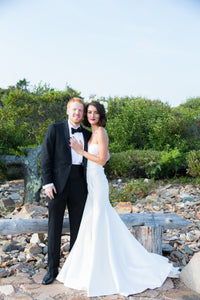 Karen Willish Holmes 'Prea' size 4 used wedding dress side view on bride
