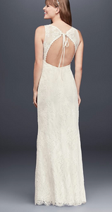 Galina 'Flower Lace V-Neck' size 8 new wedding dress back view on model