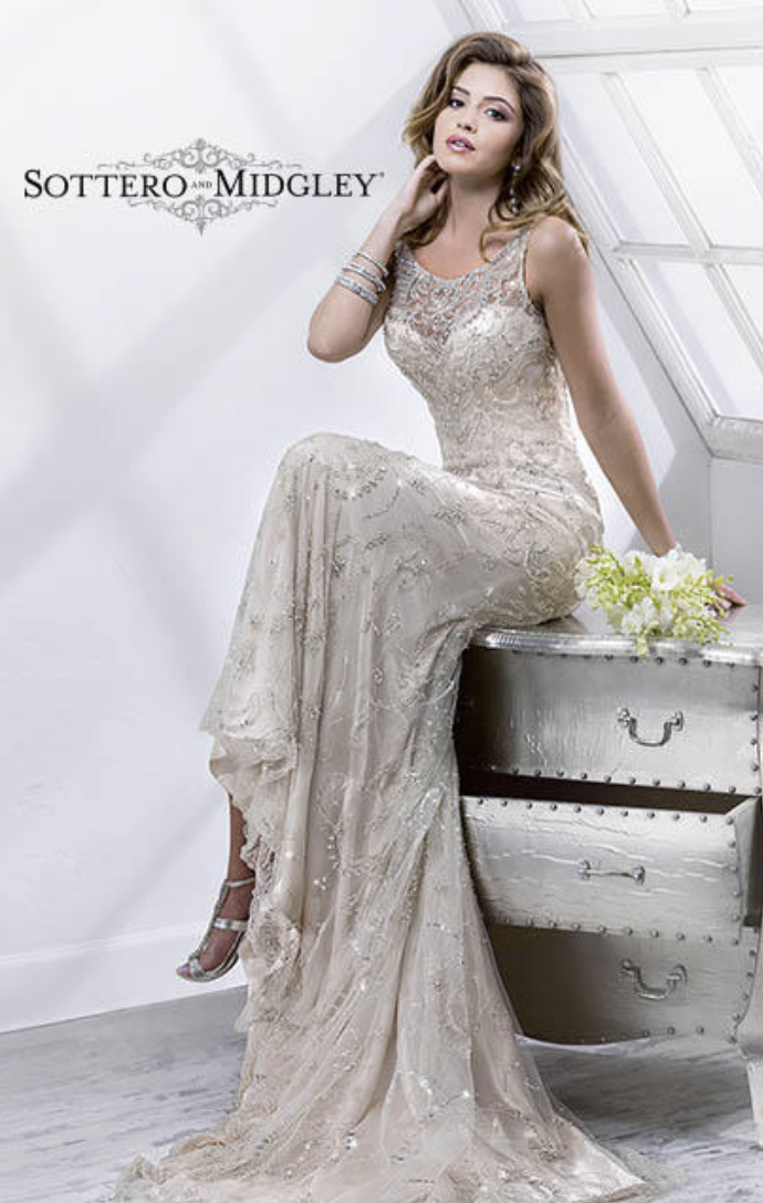 Sottero and Midgley 'Sonatta' size 2 used wedding dress front view on model