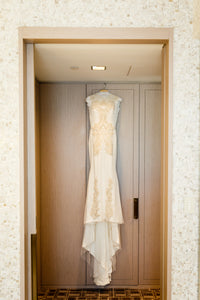 Vera Wang 'Adelia' size 2 used wedding dress front view on hanger