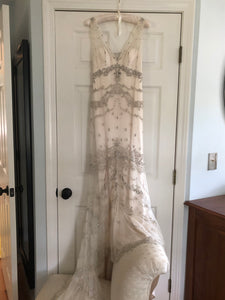 Amsale 'Kate' size 2 used wedding dress front view on hanger