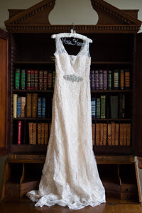 Martina Liana 'Charlotte' size 10 used wedding dress back view on hanger