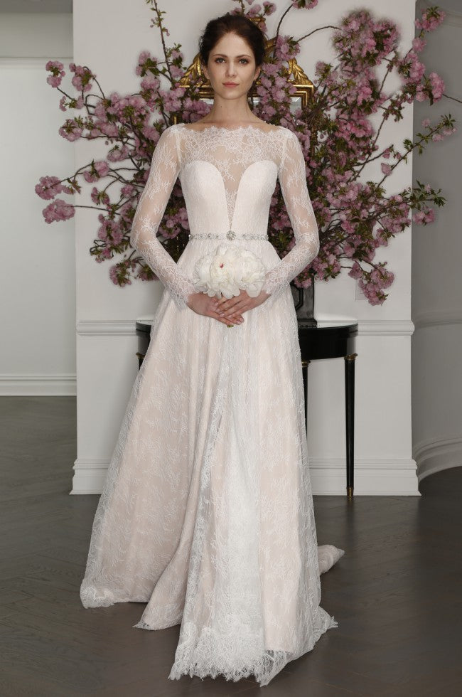 Romona Keveza 'L7127' size 4 sample wedding dress front view on model