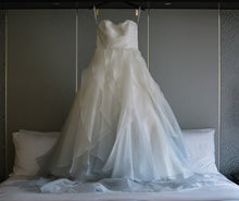 Load image into Gallery viewer, Modern Trousseau &#39;Laurel&#39; size 8 used wedding dress front view on hanger
