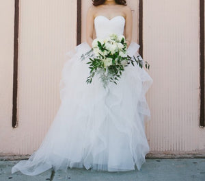Reem Acra 'Eliza' size 2 used wedding dress front view on bride