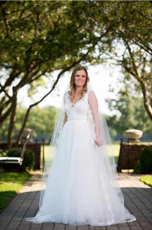 Lazaro '3656' size 12 used wedding dress front view on bride