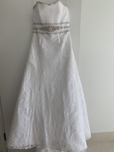 Cosmobella '7385' size 12 used wedding dress front view on hanger