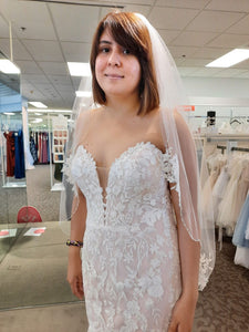 David's Bridal 'Oleg Cassini CWG912 - Lase Appliqué Mermaid Strapless' wedding dress size-12 NEW