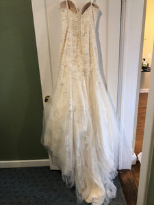 Mori Lee 'Madeline Gardner' size 6 used wedding dress back view on hanger
