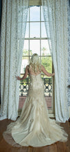 Load image into Gallery viewer, Stella York &#39;5986 Vintage Lace&#39; size 2 used wedding dress back view on bride
