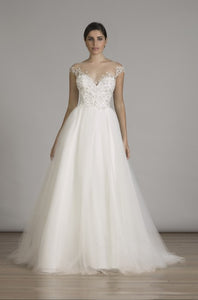 Lian Carlo '6839' size 14 new wedding dress front view on model
