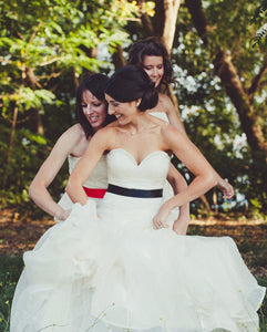 Melissa Sweet 'Dora' size 6 used wedding dress front view on bride