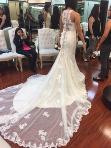 Essense of Australia 'D2174' size 8 new wedding dress back view on bride