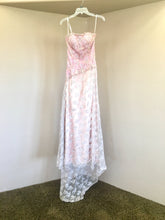 Load image into Gallery viewer, Custom &#39;Clairea&#39; size 2 used wedding dress front view on hanger
