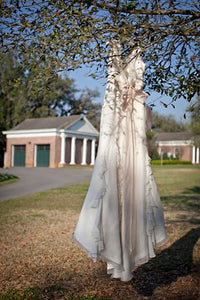 Melissa Sweet 'Ivory' size 6 used wedding dress back view on hanger