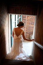 Load image into Gallery viewer, Melissa Sweet &#39;Ivory&#39; size 6 used wedding dress back view on bride
