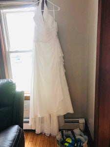 David's Bridal 'Halter' size 16 new wedding dress front view on hanger