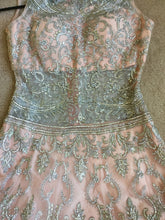 Load image into Gallery viewer, Custom &#39;Cinderella&#39; size 4 used wedding dress front view close up 
