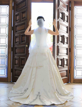 Load image into Gallery viewer, Judd Waddell &#39;Gwen&#39; size 6 used wedding dress back view on bride
