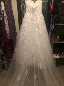 Mia Solano 'Phoenix' size 4 used wedding dress back view on hanger