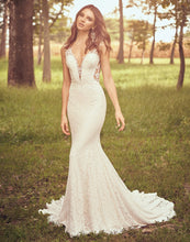 Load image into Gallery viewer, Lillian West &#39;Allover Corded Lace&#39; size 10 new wedding dress front view on model
