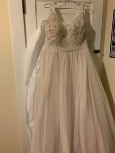 Allure 'Sequin' size 16 used wedding dress front view on hanger