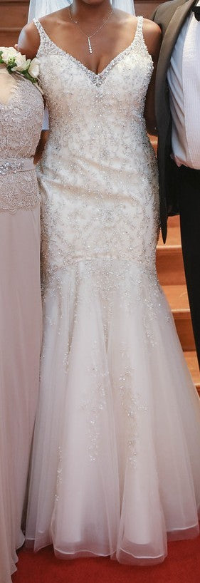 Mori Lee '2823' wedding dress size-12 PREOWNED