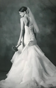 A.C.E. 'Sleeveless' size 6 used wedding dress back view on model
