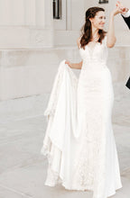 Load image into Gallery viewer, Eddy K &#39;Mara&#39; size 12 used wedding dress front view on bride

