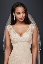 Load image into Gallery viewer, David&#39;s Bridal &#39;Beaded Lace&#39; size 8 new wedding dress front view close up on model
