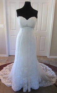 Kenneth Winston '1518' size 12 new wedding dress front view on mannequin