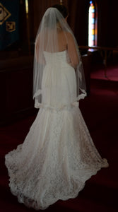 Mori Lee 'Madeline Gardner 5102' size 12 used wedding dress back view on bride