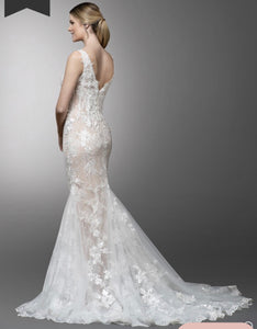 Azazie 'Brielle' size 16 new wedding dress back view on model