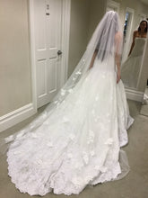 Load image into Gallery viewer, Mikael D &#39;Strapless&#39; size 6 sample wedding dress back view on bride
