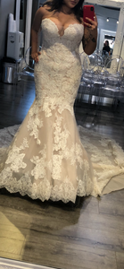 Enzoani 'Melanie' size 10 new wedding dress front view on bride