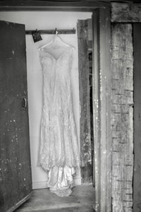 Allure Bridals 'Lace Mermaid' size 12 used wedding dress front view on hanger