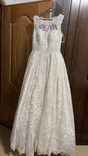 Load image into Gallery viewer, Oleg Cassini &#39;Beaded Lace Wedding Dress with Pleated Skirt&#39; wedding dress size-08 SAMPLE
