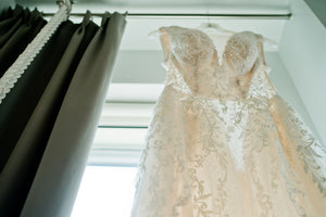 Galina Signature 'SWG722' size 0 used wedding dress front view close up