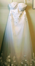Load image into Gallery viewer, Custom &#39;Olivia&#39; size 10 used wedding dress front view on hanger
