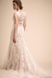 Custom 'Sheridan' size 4 new wedding dress side view on model