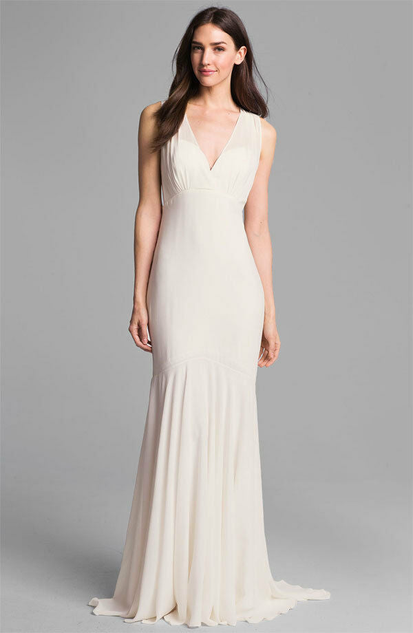 Nicole Miller 'Amanda' size 10 used wedding dress front view on model